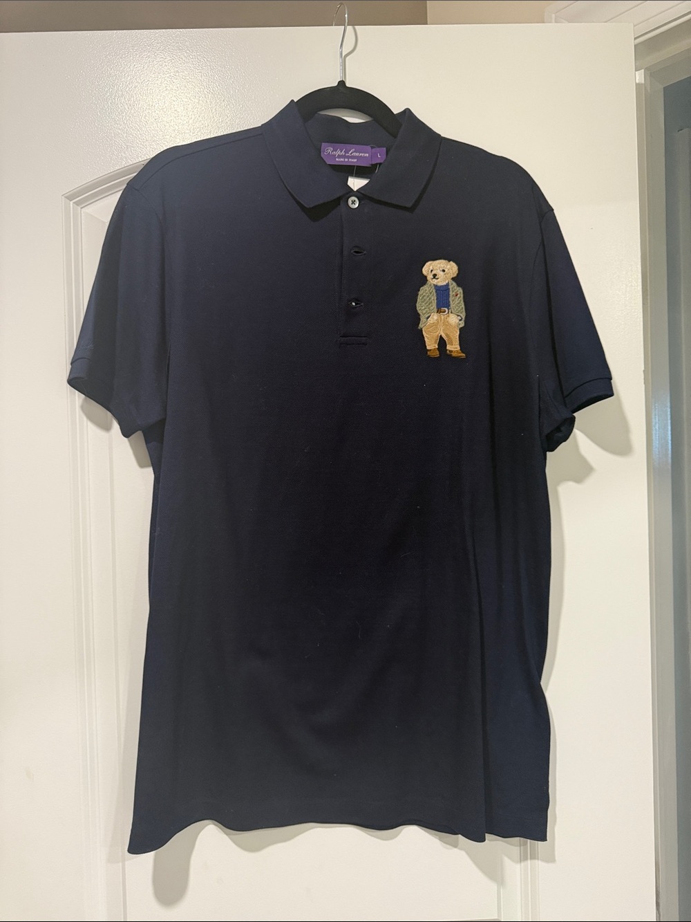 Ralph Lauren - Purple Label Men’s Navy Polo Shirt with Bear Embroidery NWT